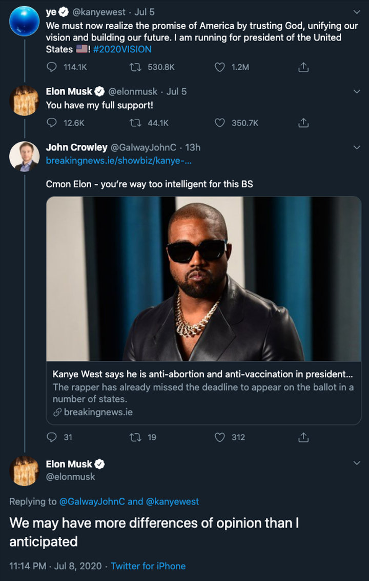 Elon Musk Reconsiders His Support for Kanye West