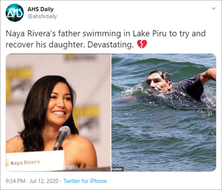 The actress' father also swam to help find Naya Rivera