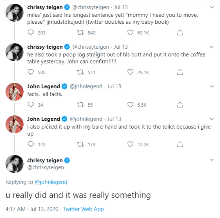 Chrissy Teigen and John Legend's Twitter Posts