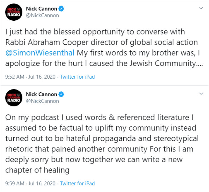 Nick is sorry for paining another community