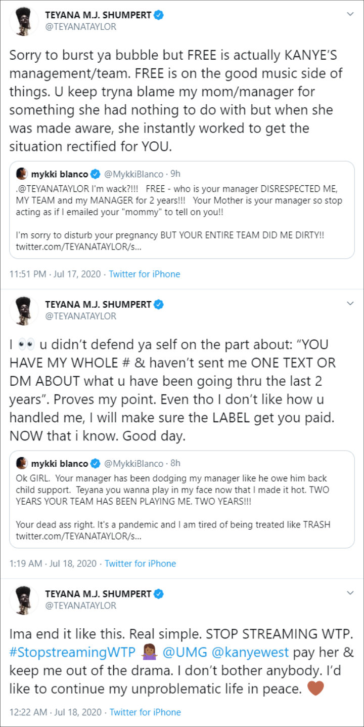 Teyana defended herself