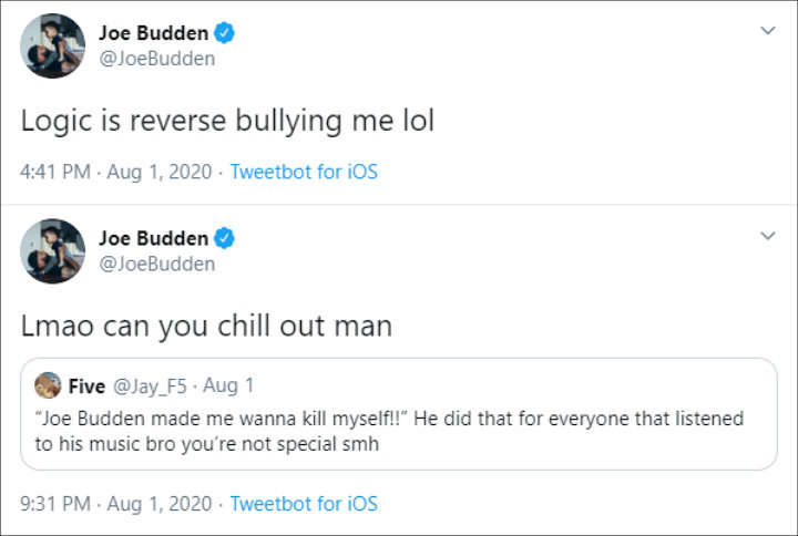 Joe Budden accused Logic of reverse bullying