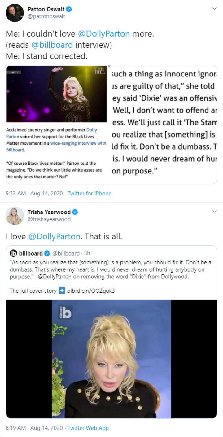 Celebriries' Tweets on Dolly Parton