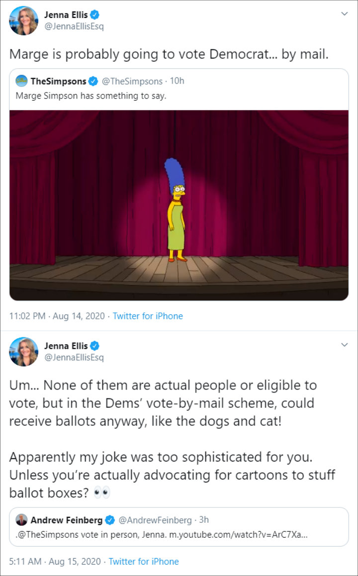 Jenna Ellis responded to Marge Simpson