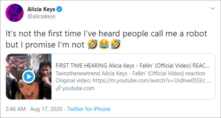 Alicia Keys' Tweet