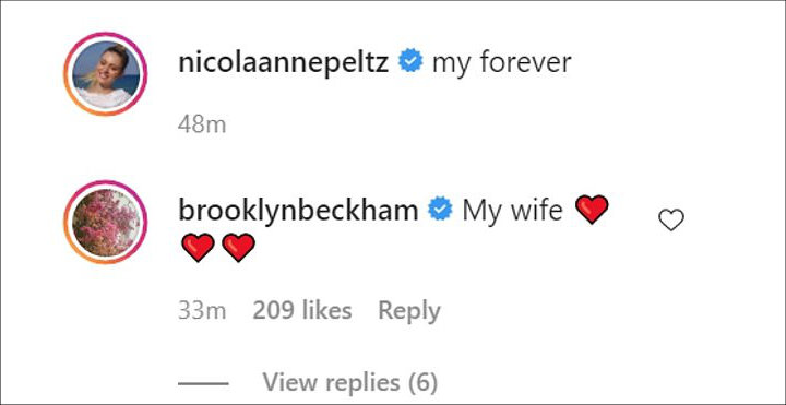 Brooklyn Beckham's IG Comment