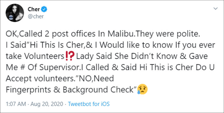 Cher's Tweet