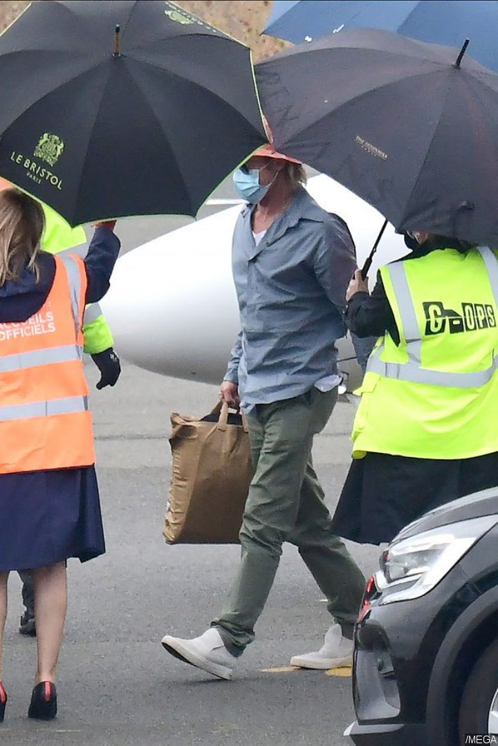 Brad Pitt Leaving France Solo