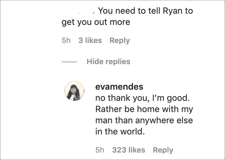 Eva Mendes' Reply to a Troll's Comment on Her IG Post