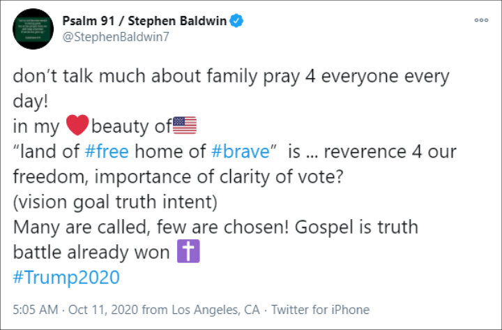 Stephen Baldwin's Tweet