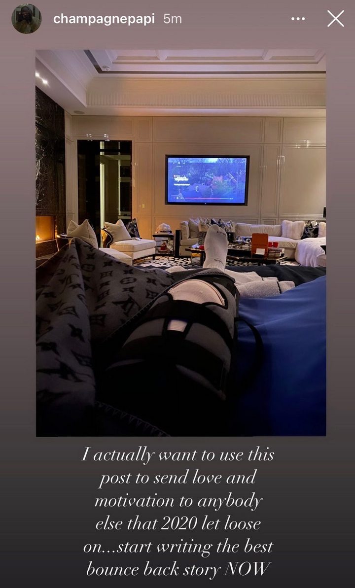 Drake shows off his knee injury