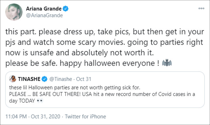 Ariana Grande's Twitter Post