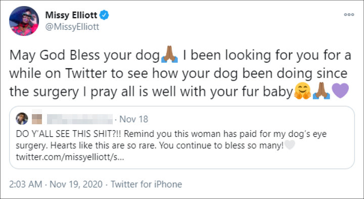 Missy Elliott's Reply Tweet