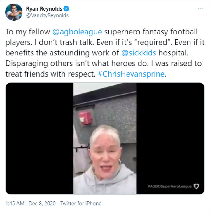 Ryan Reynolds' Tweet