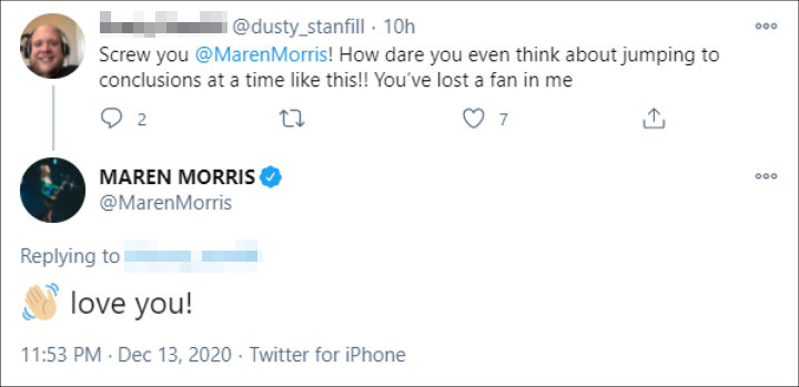 Maren Morris' Reply to a Critic's Tweet