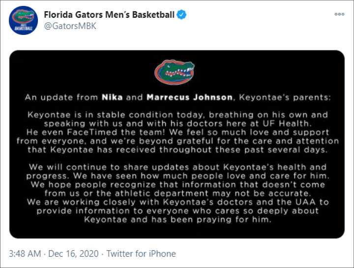 Florida Gators' Tweet