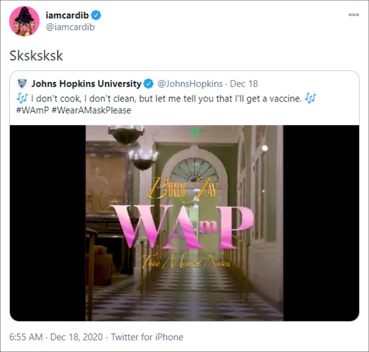 Cardi B reacted to hilarious 'WAP' parody