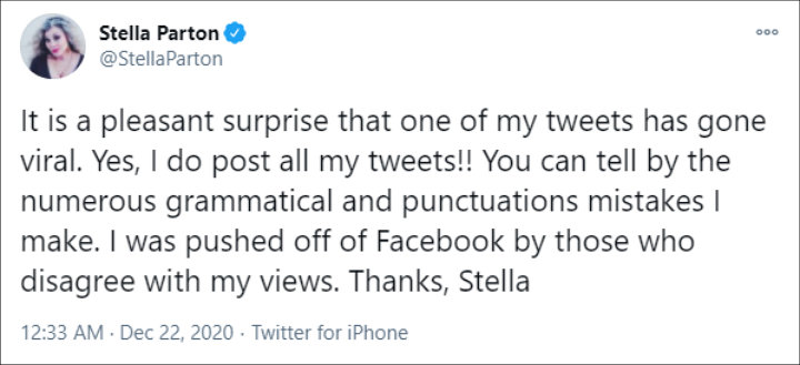 Stella Parton's Tweet