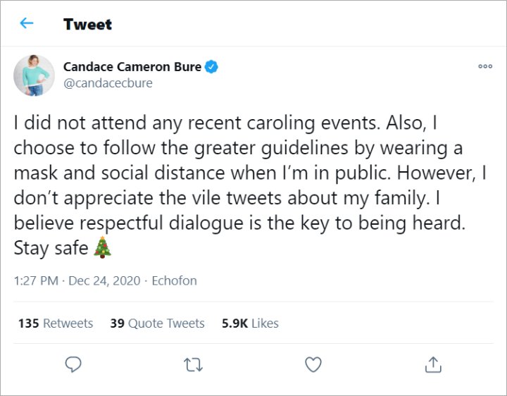Candace Cameron Bure's Tweet