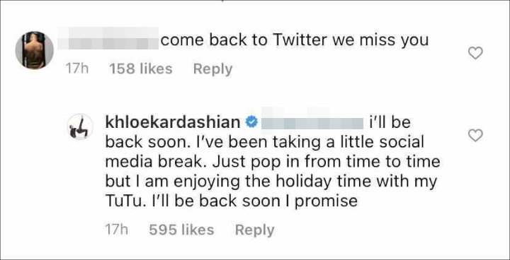 Khloe Kardashian's IG Comment