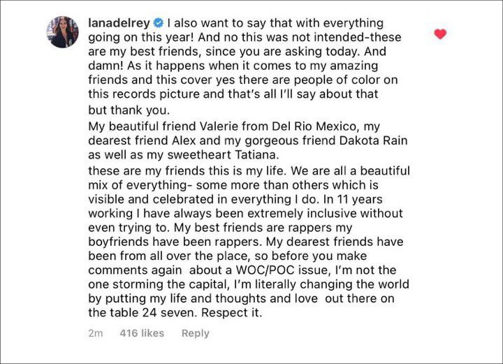 Lana Del Rey enraged people with her Instagram caption
