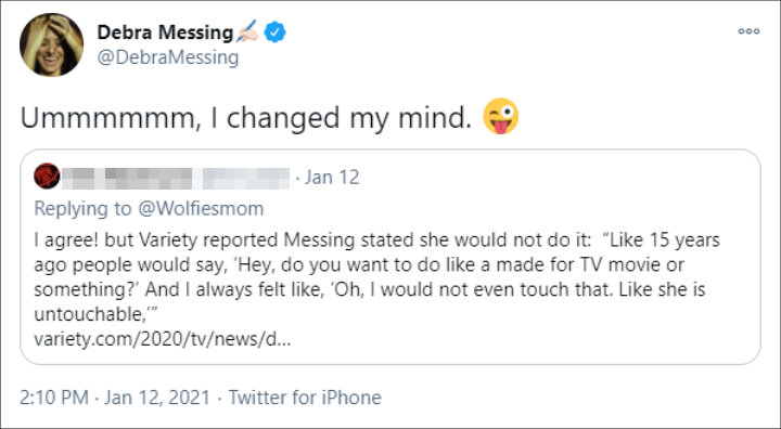 Debra Messing's Tweet