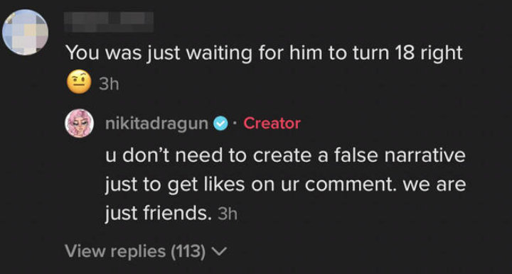 Nikita Dragun's Response to a Fan's Comment