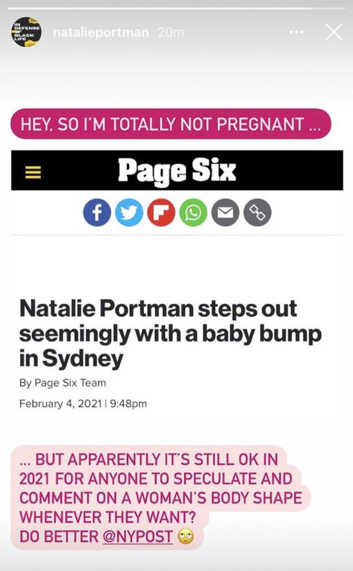 Natalie Portman's Instagram Story