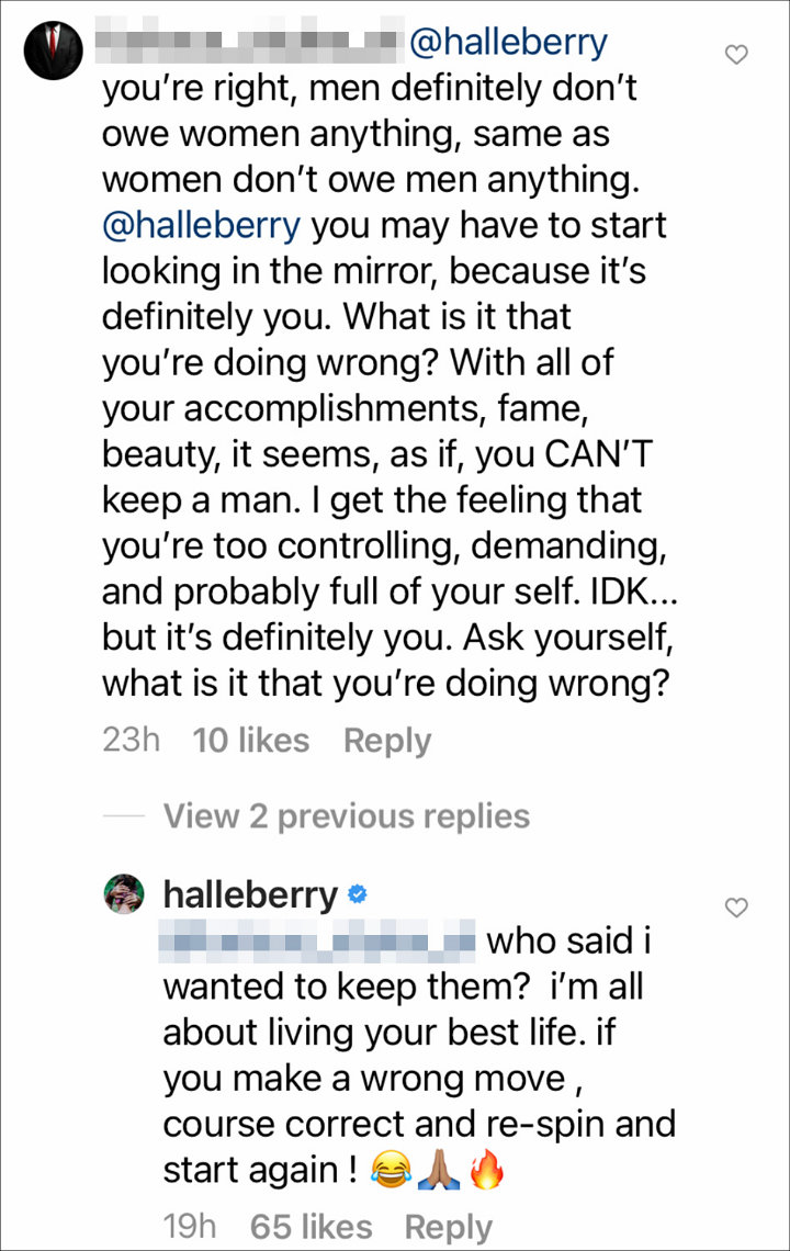 Halle Berry's Instagram Comment