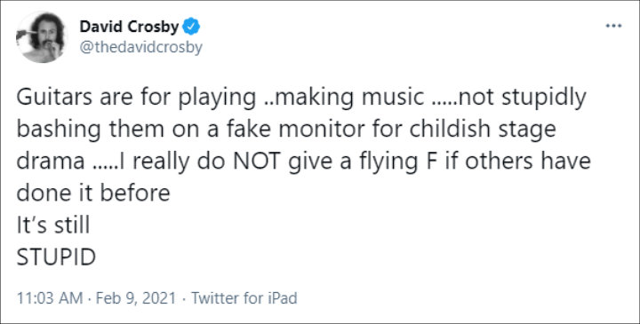 David Crosby's Twitter Post 01
