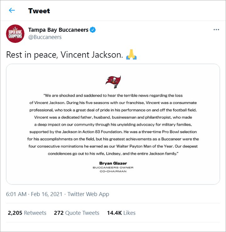 NFL Star Vincent Jackson's Death at 38 Under Investigation by Cops
