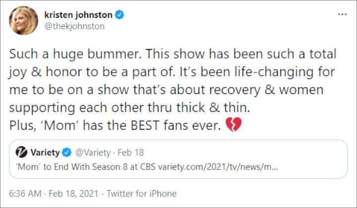 Kristen Johnston's Twitter Post