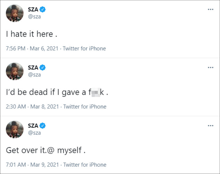 SZA appeared to respond to the lying accusations on Twitter