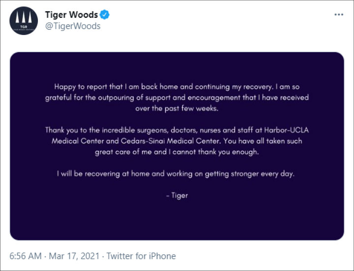 Tiger Woods' Tweet