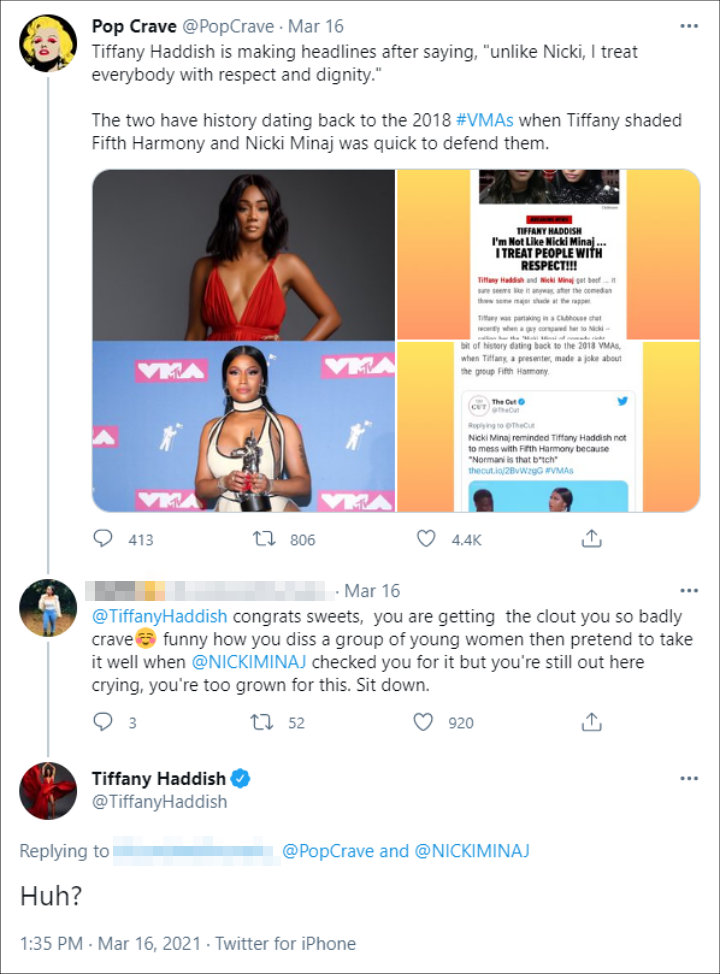 Tiffany Haddish appeared to feign ignorance about her beef with Nicki Minaj