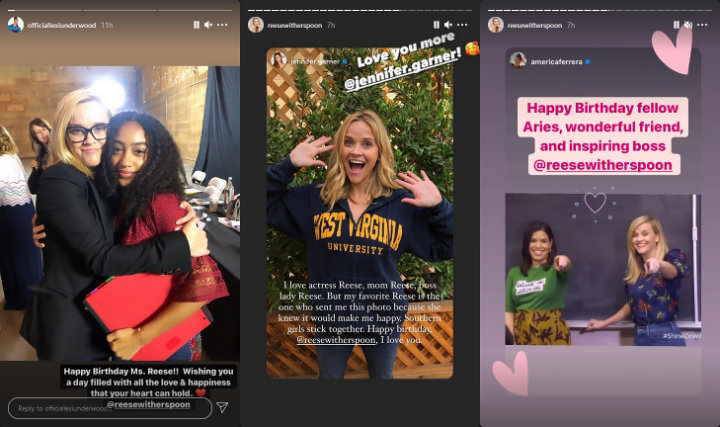 Lexi Underwood, Jennifer Garner, and America Ferrera's Instagram stories