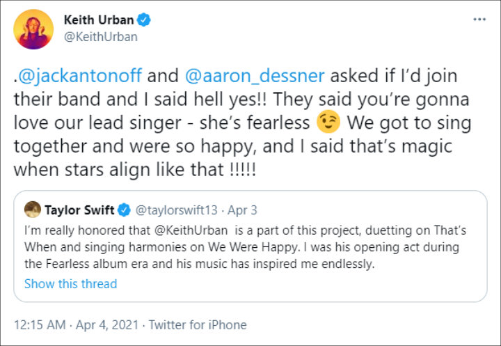 Keith Urban's Twitter Post
