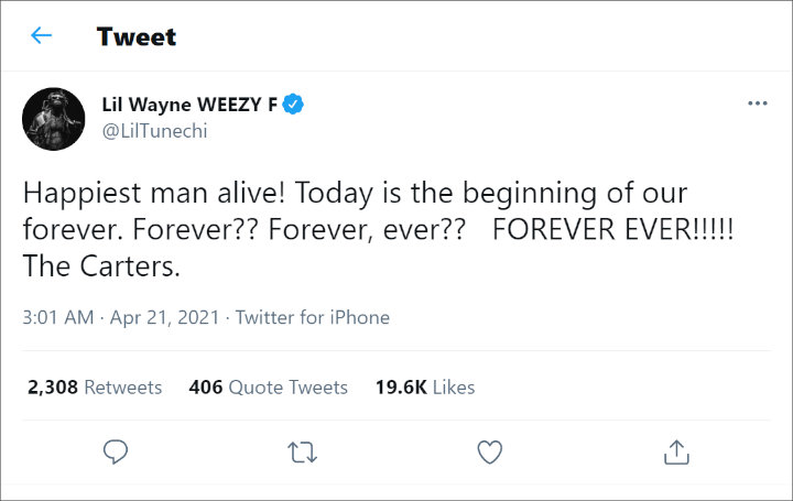 Lil Wayne's Tweet