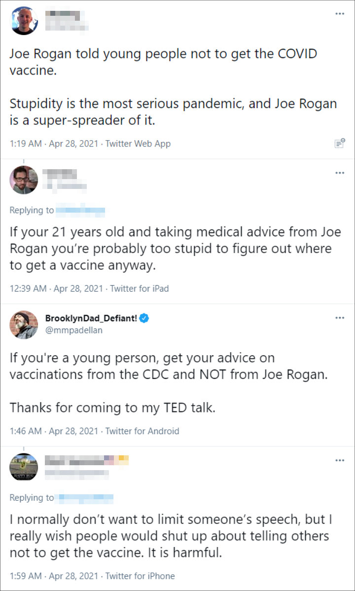 Tweets of Joe Rogan's Critics