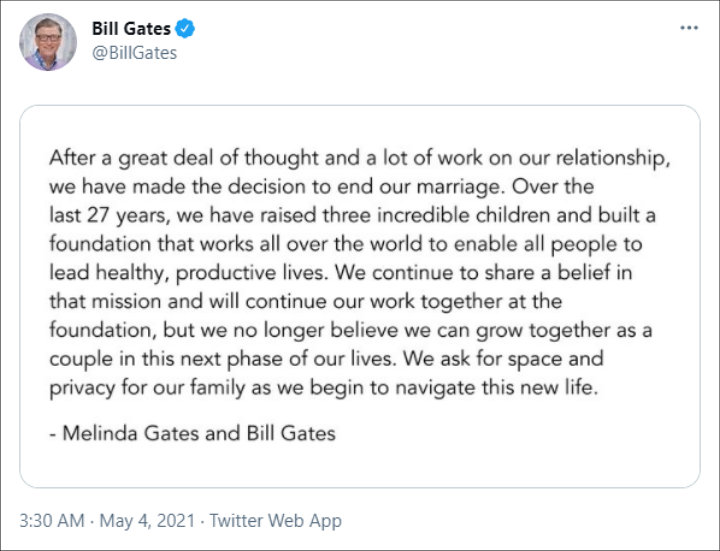 Bill Gates' Tweet