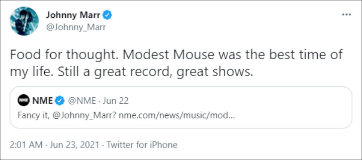 Johnny Marr hinted that he's open to returning to Modest Mouse