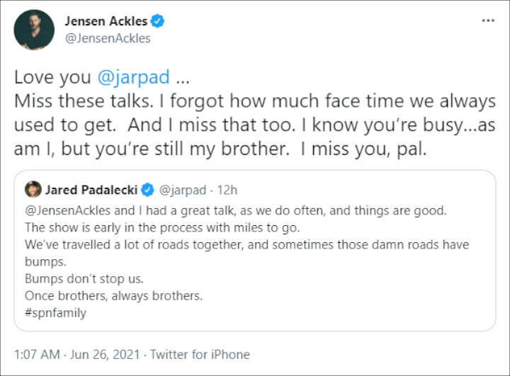 Jared Padelecki and Jensen Ackles assured there's no bad blood between them