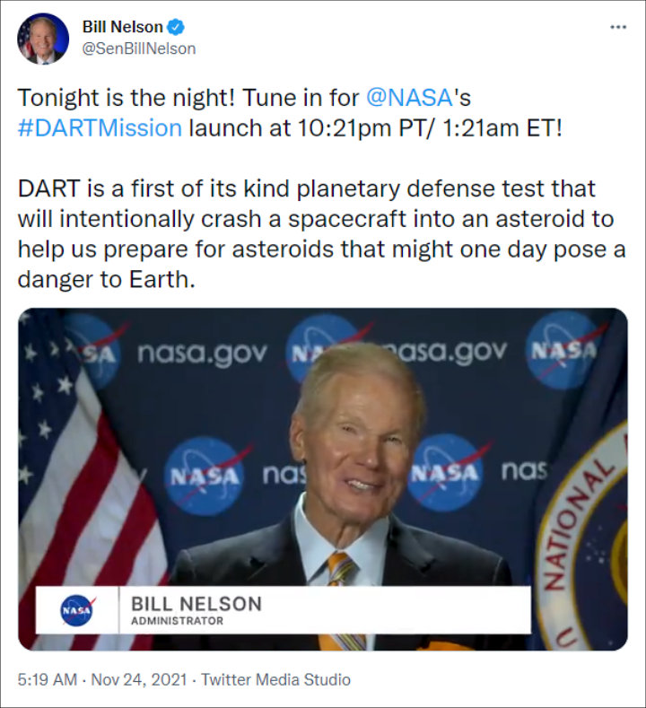 Bill Nelson via Twitter