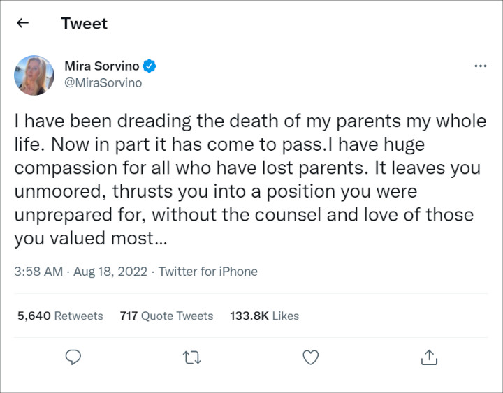 Mira Sorvino's Tweet