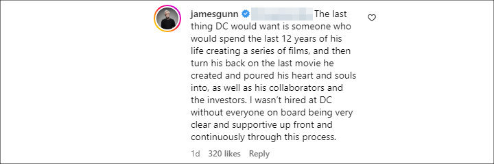 James Gunn's IG Comment