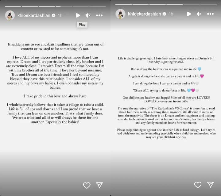 Khloe Kardashian's Instagram Stories