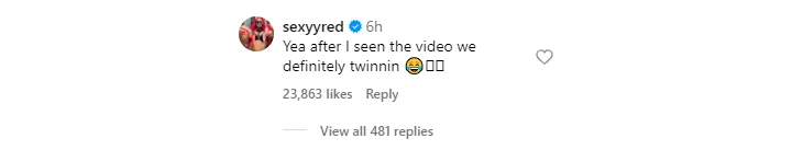 Sexyy Red's IG Comment