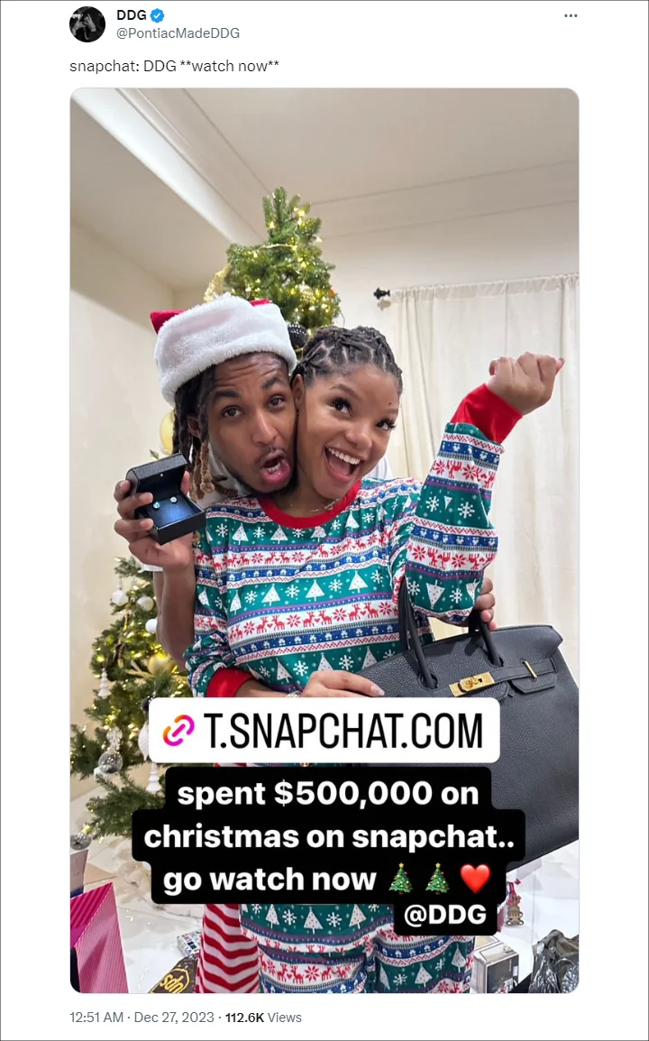 Halle Bailey and DDG's Christmas Gifts