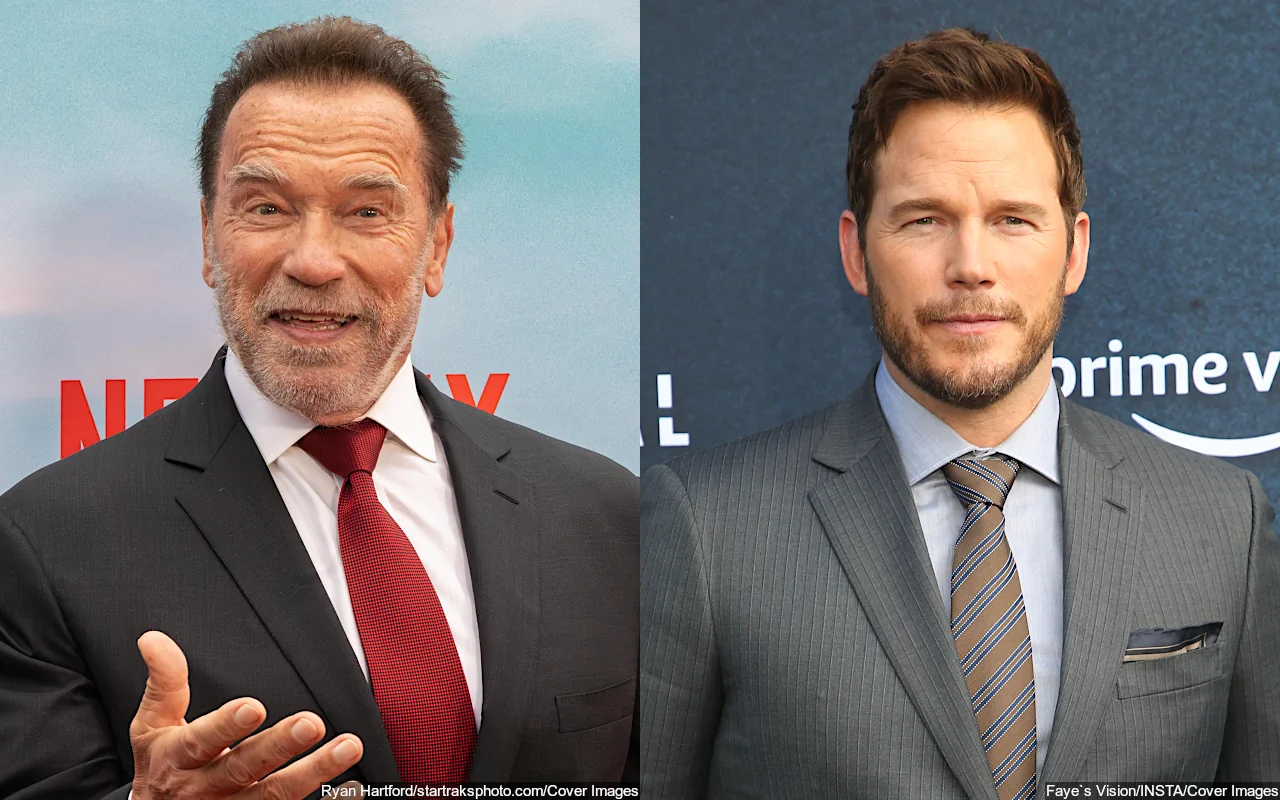 Arnold Schwarzenegger and Chris Pratt Cheerfully Pose in Matching Tops for Family Holiday Photo