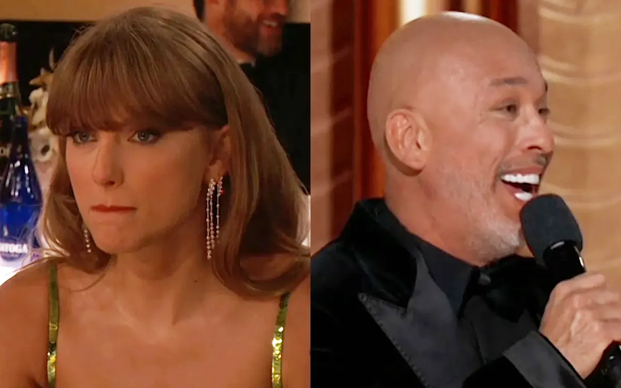 Golden Globes 2024 Taylor Swift Unimpressed by Jo Koy's NFL Jab at Her